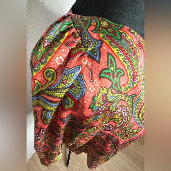 Loft Women’s Multi Colored Bohemian Long Sleeve Blouse - Picture 3 of 11